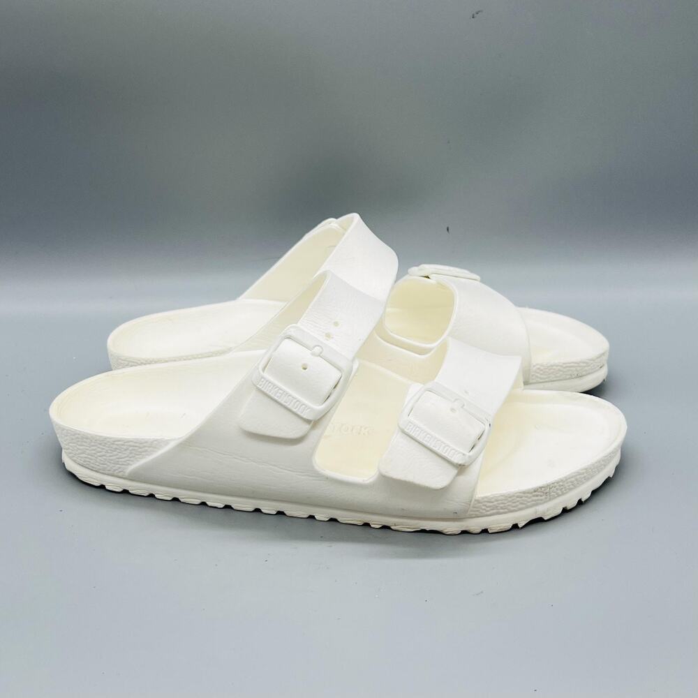Birkenstock Sandals Womens 9 White Synthetic Arizona‎ Buckle Slide Comfort Shoes
